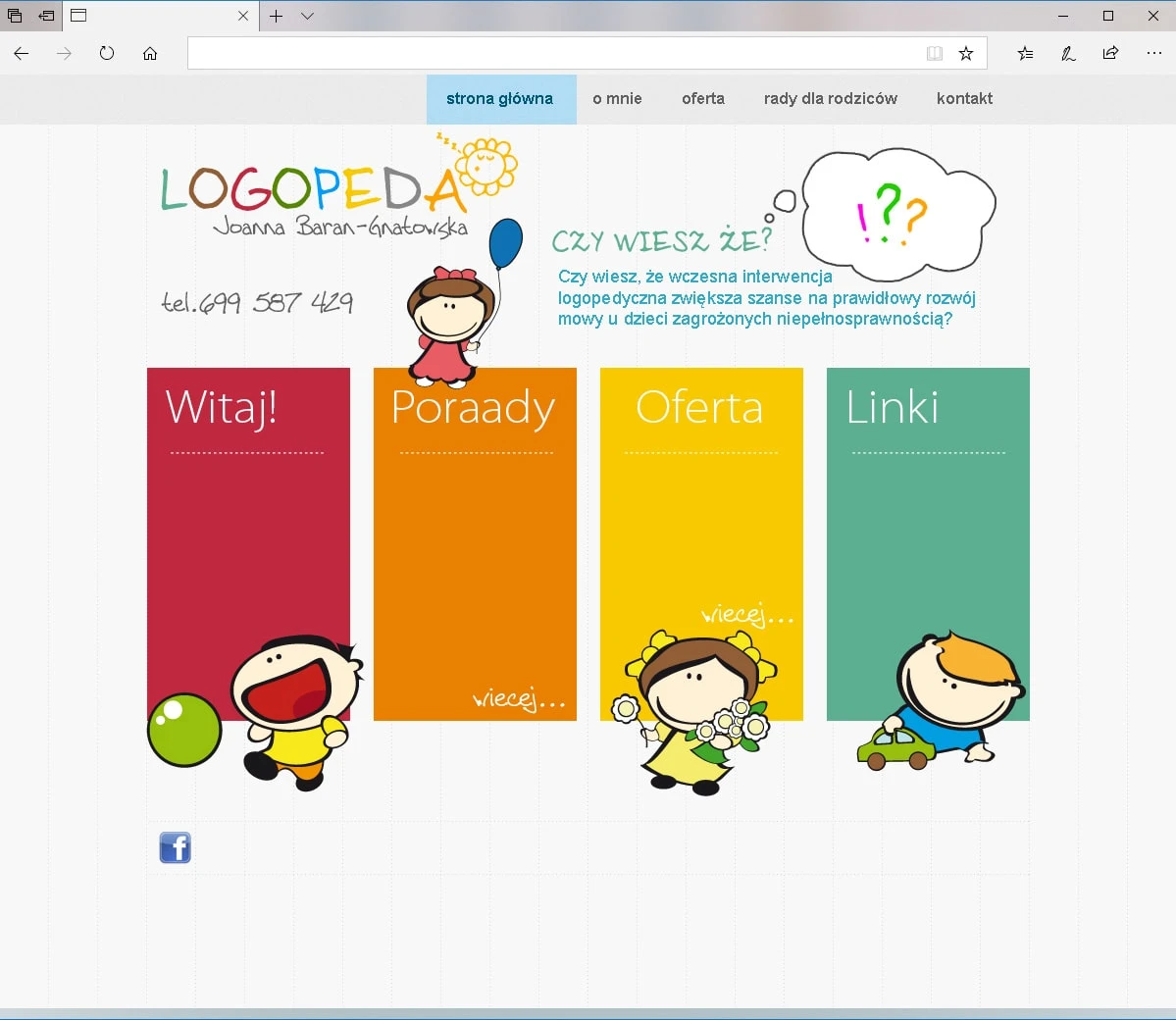 Strona internetowa dla Logopedy dziecięcego