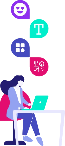 grafika, kobieta przy komputerze projektuje dobre logo